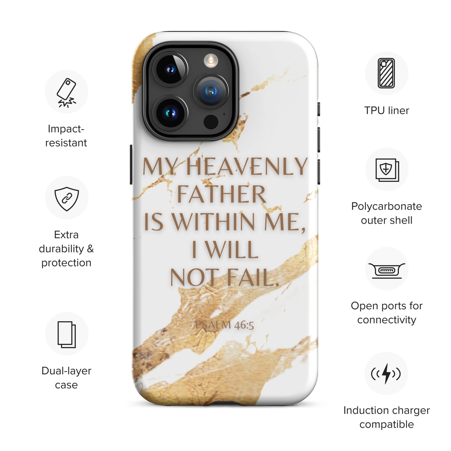 Tough Case for iPhone® I will not fail Psalm 46:5