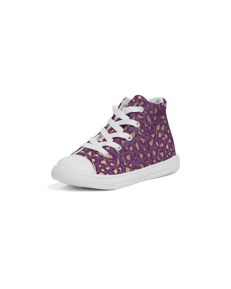 Child of God Gold and Purple animal print kids hoodie Kids Hightop Canvas Shoe