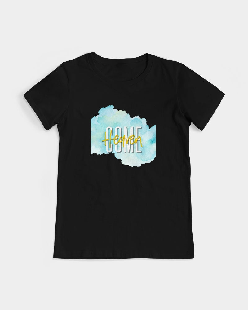 Heaven Come Women Black Graphic Tee by Identity Designs