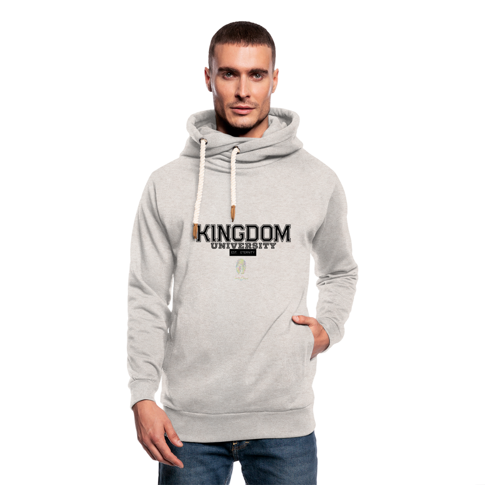 Shawl Collar Kingdom University Hoodie - heather oatmeal